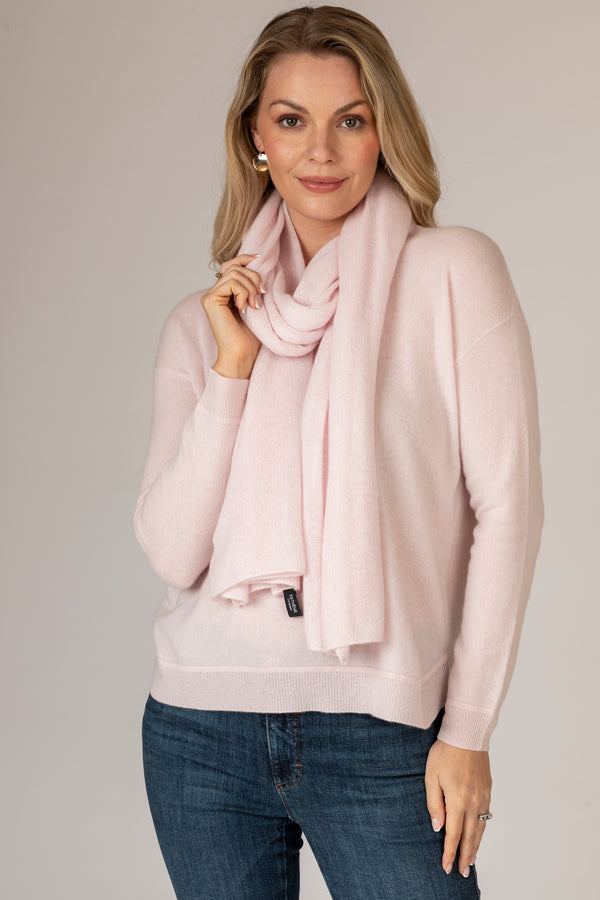 Baby Pink Round Neck Cashmere Jumper | Esthēme Cachemire