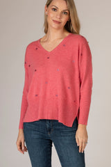 Pink Block Sparkle Cashmere Jumper | Esthēme Cachemire