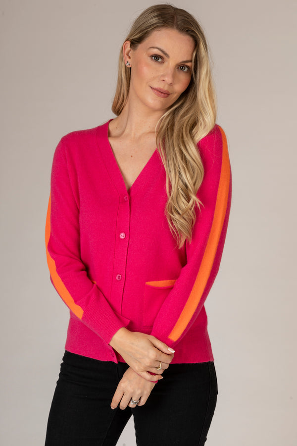 Pink and Orange Cashmere Cardigan | Esthēme Cachemire