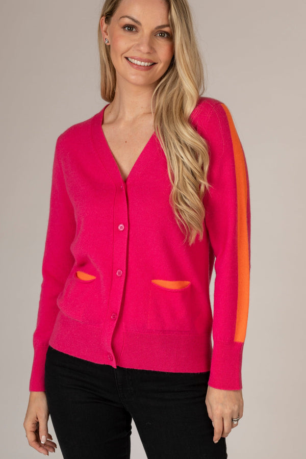 Pink and Orange Cashmere Cardigan | Esthēme Cachemire