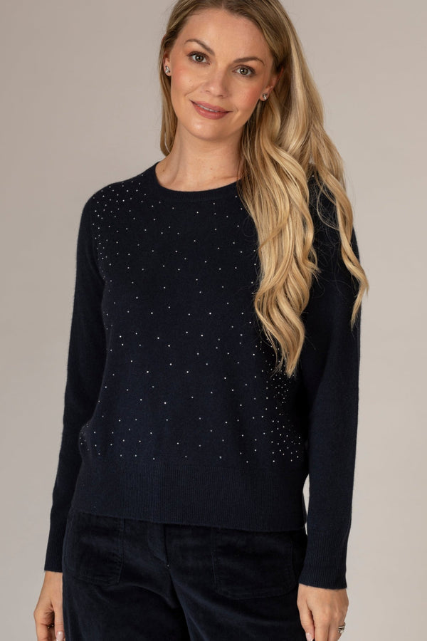 Navy Twinkle Cashmere Jumper | Esthēme Cachemire