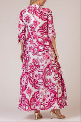 The Pink Swirl Print Mamma Mia Linen Dress | Sartoria Saracena