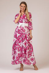 The Pink Swirl Print Mamma Mia Linen Dress | Sartoria Saracena