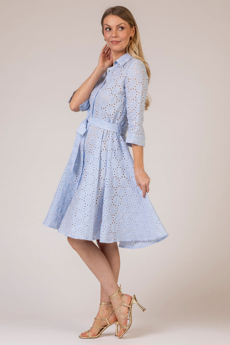 The Broderie Anglaise Mamma Mini Linen Dress | Sartoria Saracena