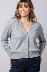 Grey Cashmere Sparkle Cardigan JF6W15C | Esthēme Cachemire