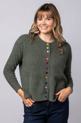 Racoon Khaki Cardigan WES26A75R | Esthēme Cachemire
