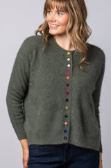Racoon Khaki Cardigan WES26A75R | Esthēme Cachemire