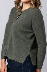 Racoon Khaki Cardigan WES26A75R | Esthēme Cachemire