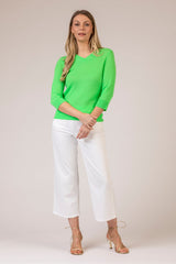 Neon Green V-Neck Cashmere Jumper | Esthēme Cachemire