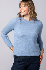 Embroidered Cashmere Jumper in Glacier WES26B02H | Esthēme Cachemire