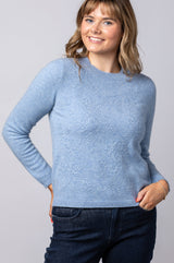 Embroidered Cashmere Jumper in Glacier WES26B02H | Esthēme Cachemire