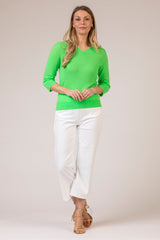 Neon Green V-Neck Cashmere Jumper | Esthēme Cachemire