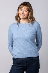 Embroidered Cashmere Jumper in Glacier WES26B02H | Esthēme Cachemire