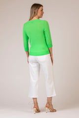 Neon Green V-Neck Cashmere Jumper | Esthēme Cachemire