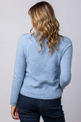 Embroidered Cashmere Jumper in Glacier WES26B02H | Esthēme Cachemire