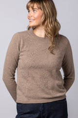 Embroidered Cashmere Jumper in Latte WES26B02H | Esthēme Cachemire
