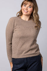 Embroidered Cashmere Jumper in Latte WES26B02H | Esthēme Cachemire