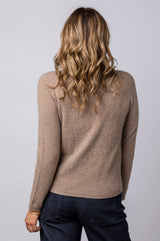Embroidered Cashmere Jumper in Latte WES26B02H | Esthēme Cachemire