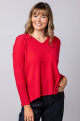 Red Marl Button Detail Cashmere Jumper JF6W40C | Esthēme Cachemire