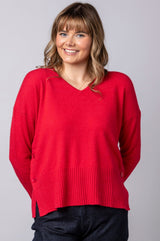 Red Marl Button Detail Cashmere Jumper JF6W40C | Esthēme Cachemire