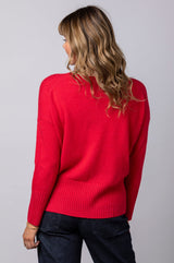 Red Marl Button Detail Cashmere Jumper JF6W40C | Esthēme Cachemire