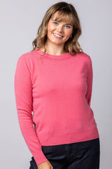 Pink Cashmere Sparkle Neck Jumper JF6W38C | Esthēme Cachemire