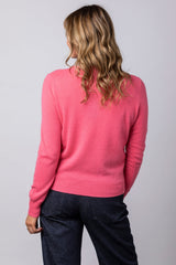 Pink Cashmere Sparkle Neck Jumper JF6W38C | Esthēme Cachemire