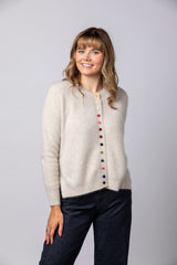 Racoon Cream Cardigan WES26A75R | Esthēme Cachemire