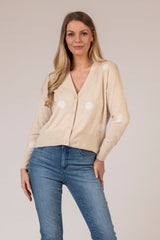 Beige Dot Cardigan | Esthēme Cachemire