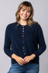 Racoon Navy Cardigan WES26A75R | Esthēme Cachemire