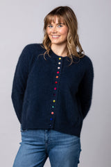 Racoon Navy Cardigan WES26A75R | Esthēme Cachemire