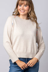Cashmere Jumper with Contrast Stitching CKH6346C | Esthēme Cachemire