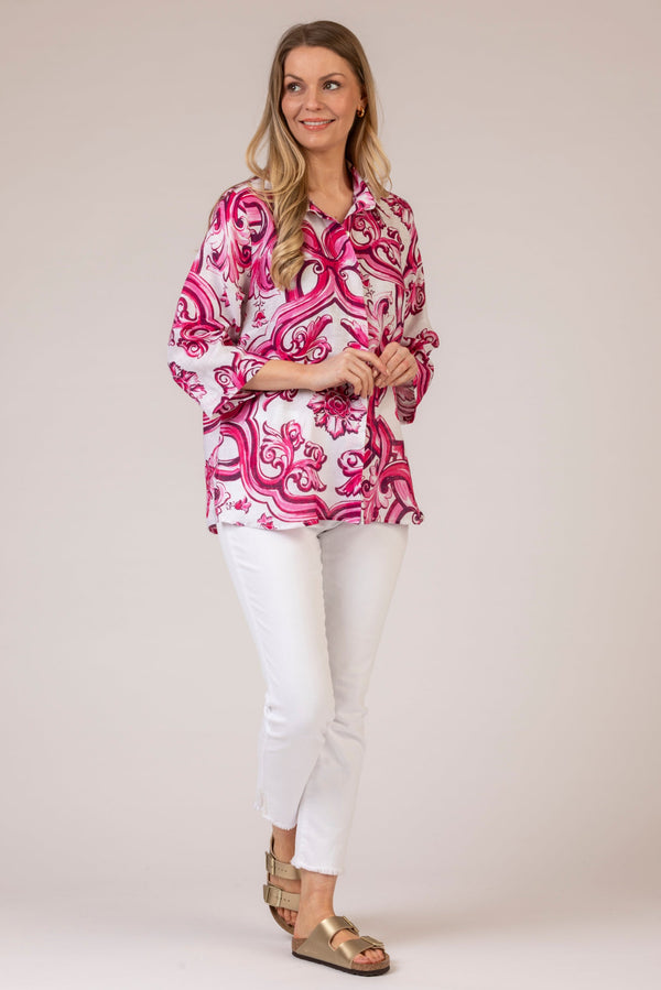 The Pink Swirl Linen Shirt | Sartoria Saracena