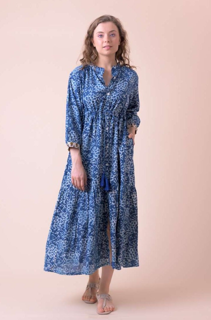 The Tuscany Dress Blue | Handprint Dream Apparel