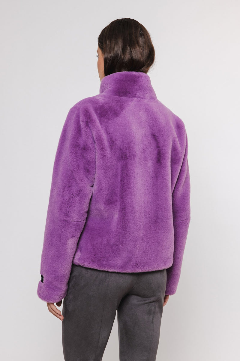 Vie Single Breasted Faux Fur Jacket in Orchid | Rino & Pelle