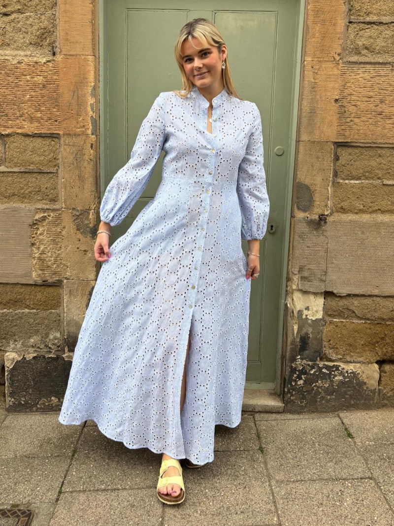 The Liza Linen Maxi Dress in Broderie Anglaise | Sartoria Saracena