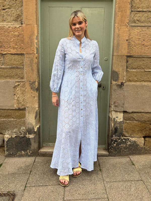 The Liza Linen Maxi Dress in Broderie Anglaise | Sartoria Saracena