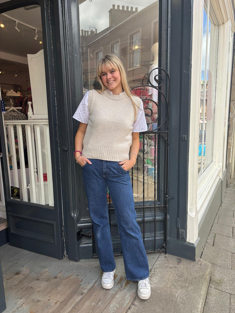 Geelong Lambswool Tank Top in Beige | Sarah Thomson