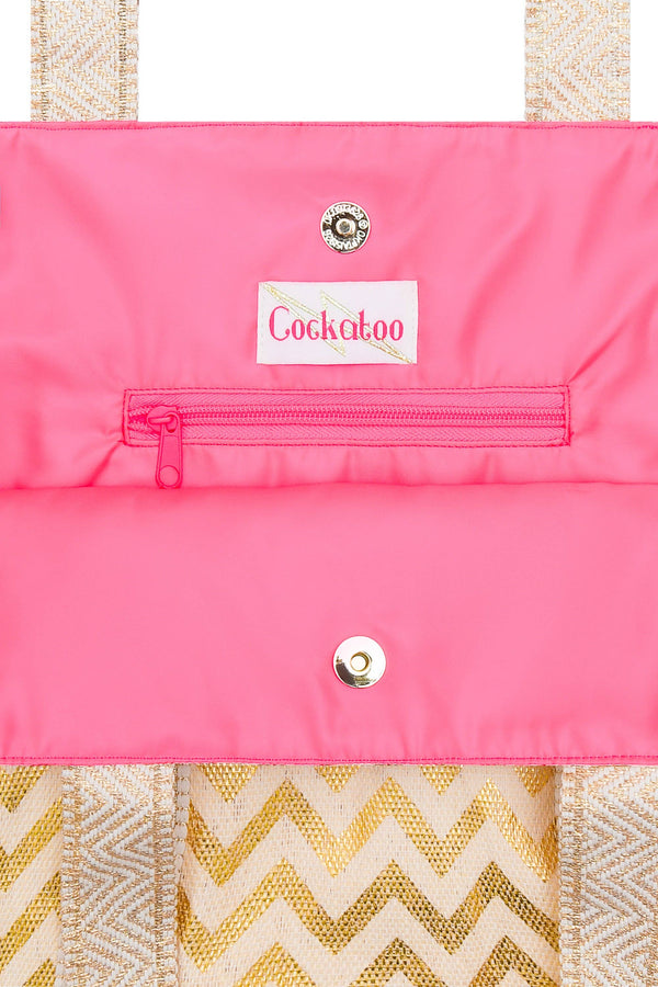 GOLD ZIG ZAG LARGE TOTE BAG