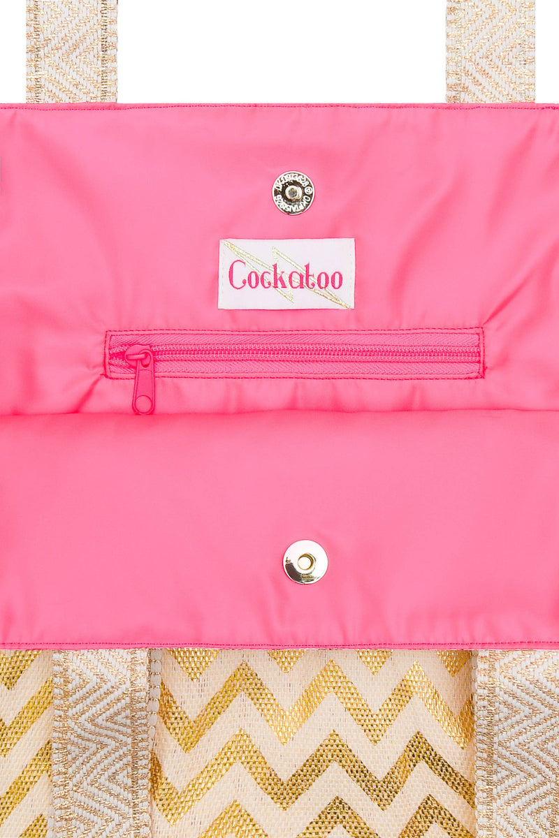 GOLD ZIG ZAG LARGE TOTE BAG