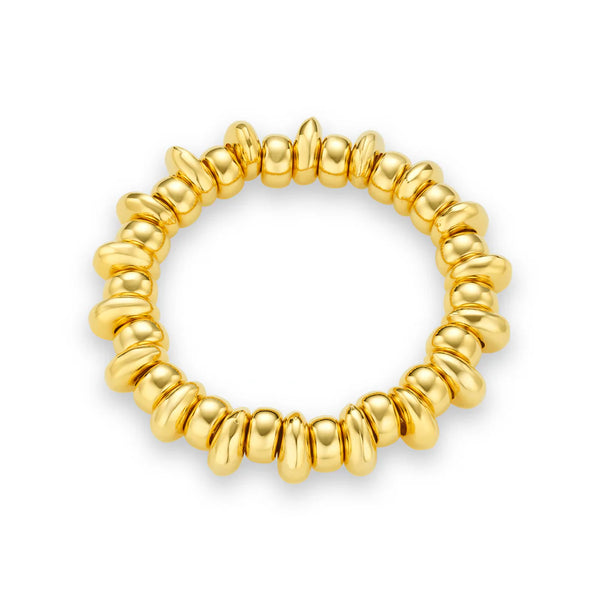 18k Gold Plated Polished Metal Nugget Stretch Bracelet | Orelia Jewellery