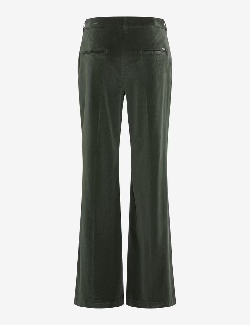 Maine Forest Green Velvet Wide Leg Trousers | Brax