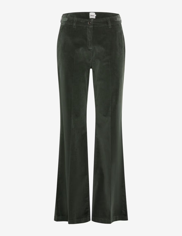 Maine Forest Green Velvet Wide Leg Trousers | Brax