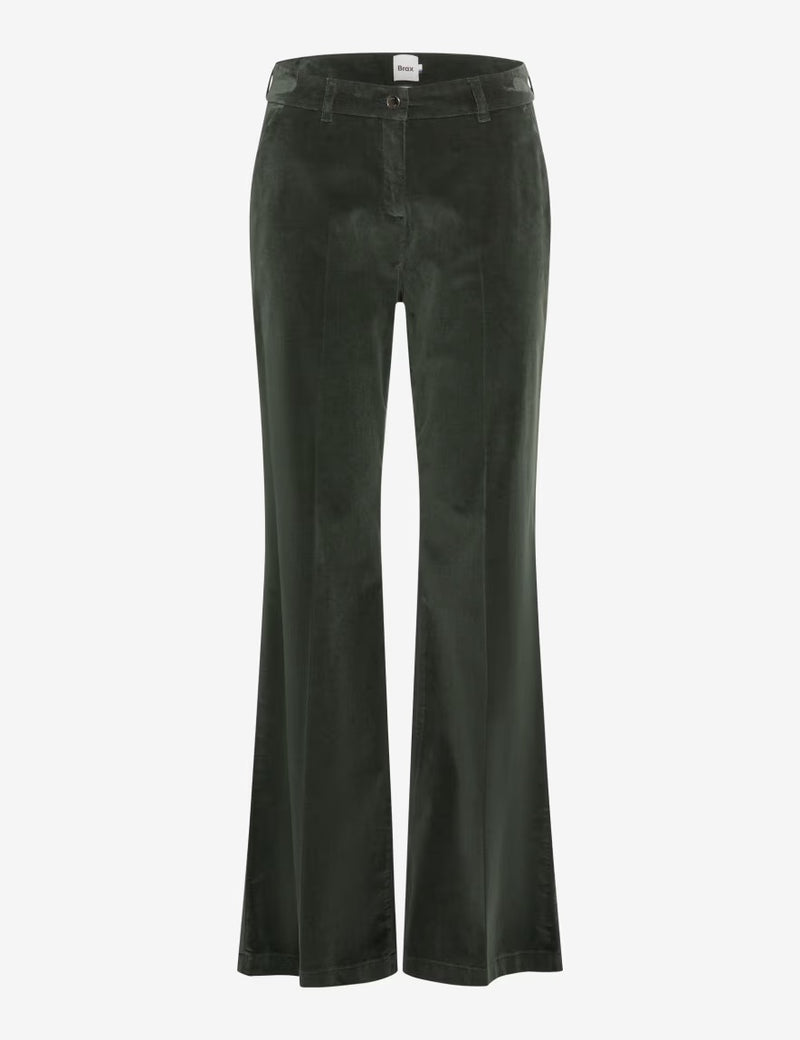 Maine Forest Green Velvet Wide Leg Trousers | Brax