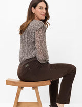 Pamina Brown Velvet Pull-On Trousers | Brax
