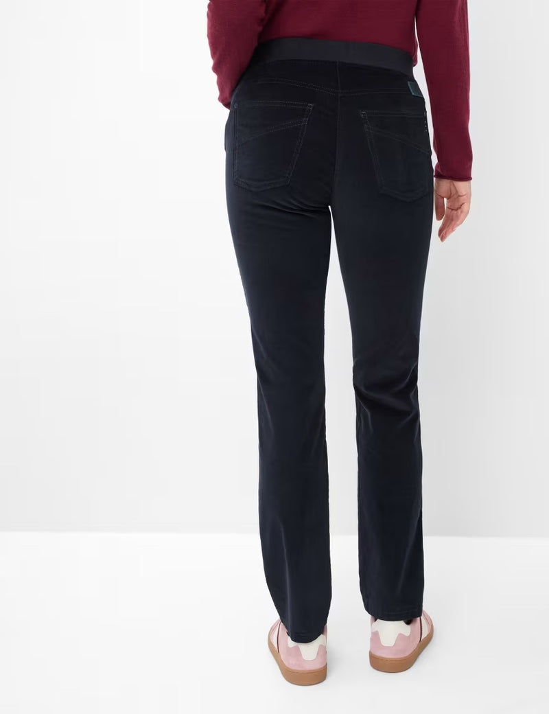 Pamina Navy Corduroy Pull-On Trousers | Brax
