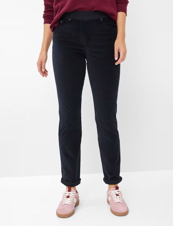 Pamina Navy Corduroy Pull-On Trousers | Brax