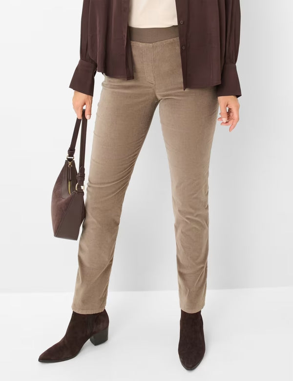 Pamina Taupe Corduroy Pull-On Trousers | Brax