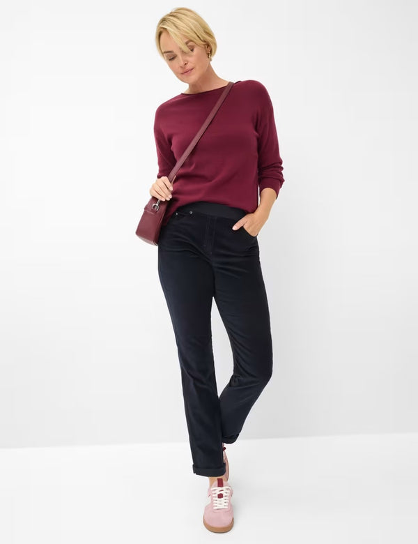 Pamina Navy Corduroy Pull-On Trousers | Brax