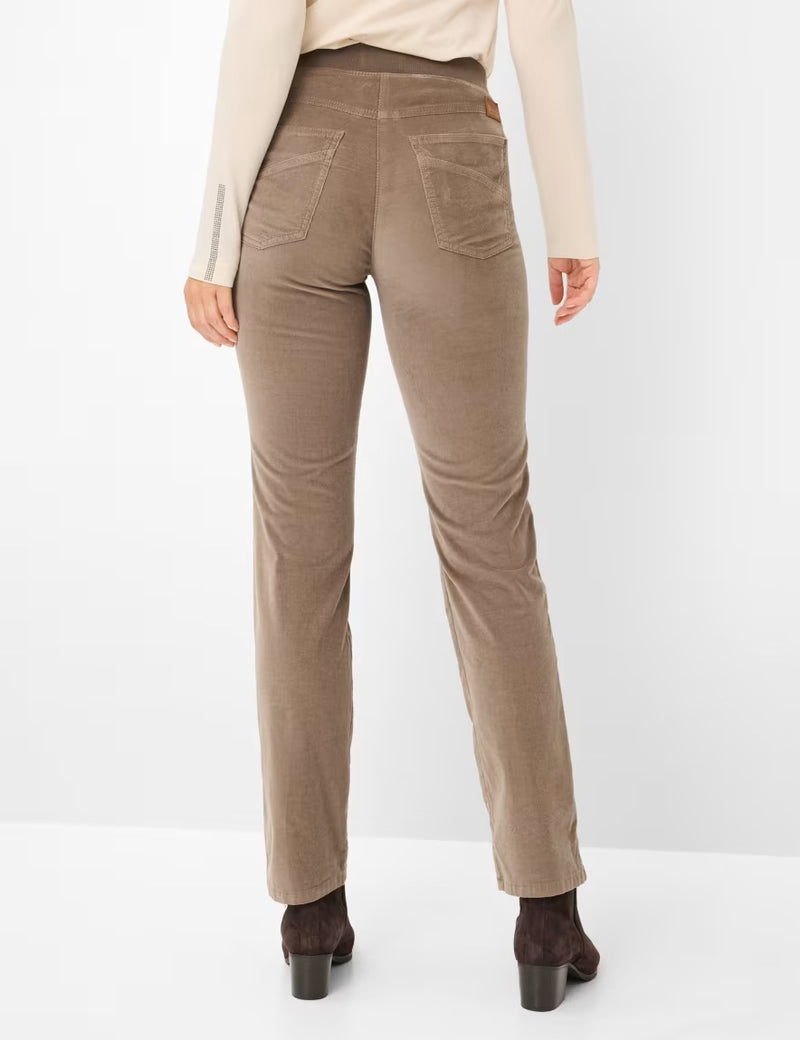 Pamina Taupe Corduroy Pull-On Trousers | Brax